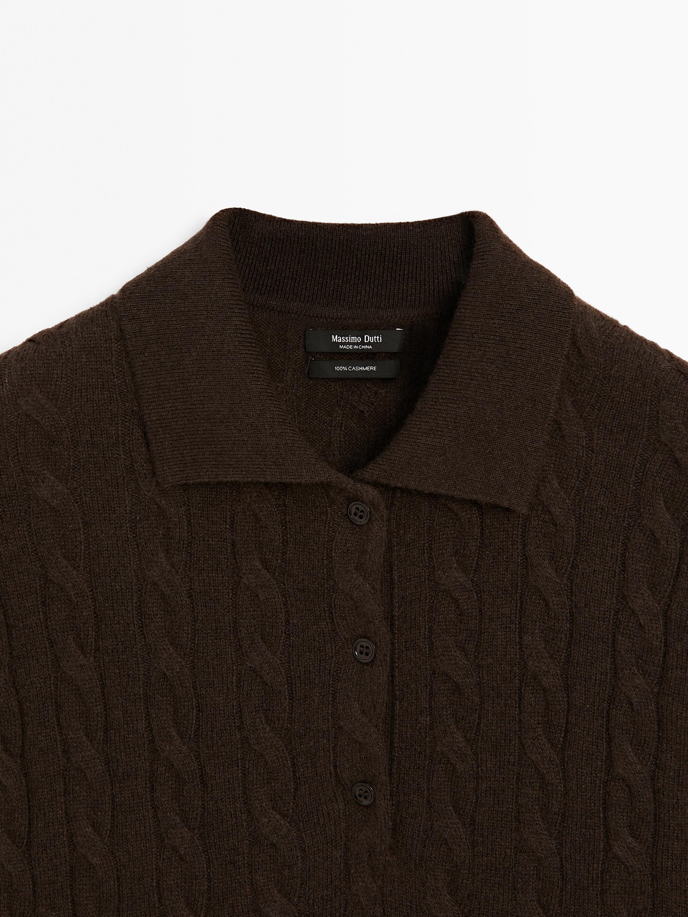 100% cashmere polo collar sweater